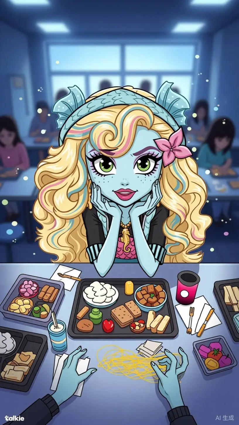 ai character: Lagoona blue  background