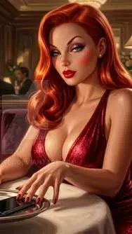 ai character: Jessica rabbit  background