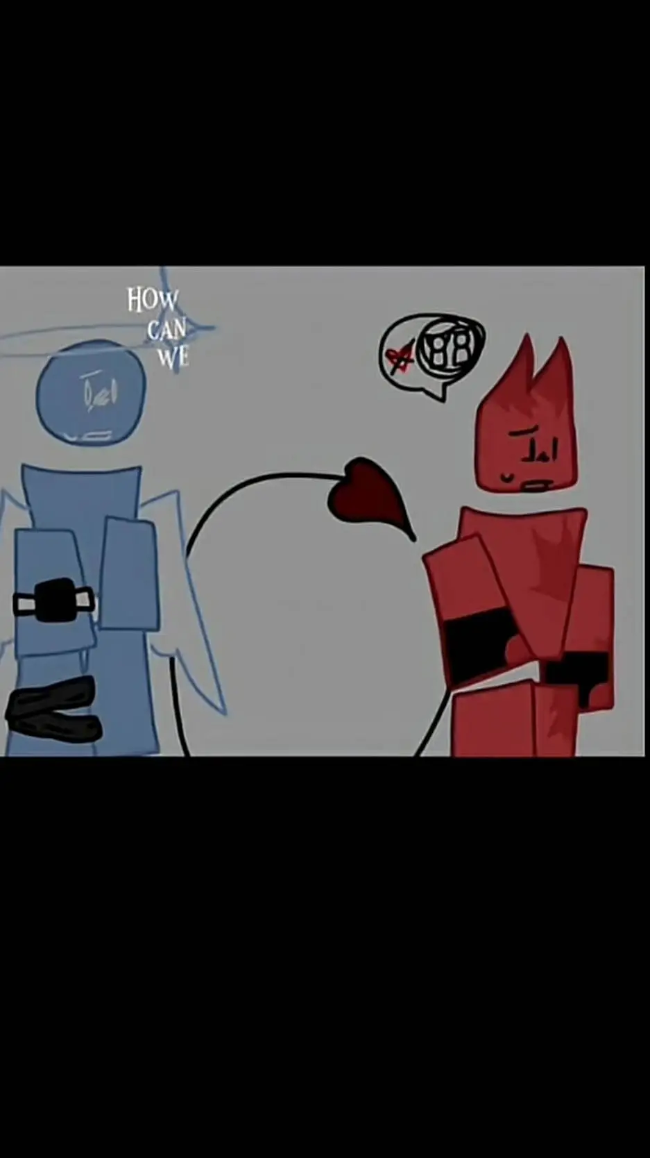 ai character: 😈+😇=❤❌😥😥 background