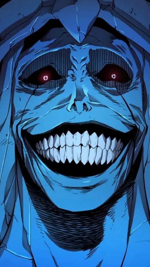 ai character: Blue Man. background