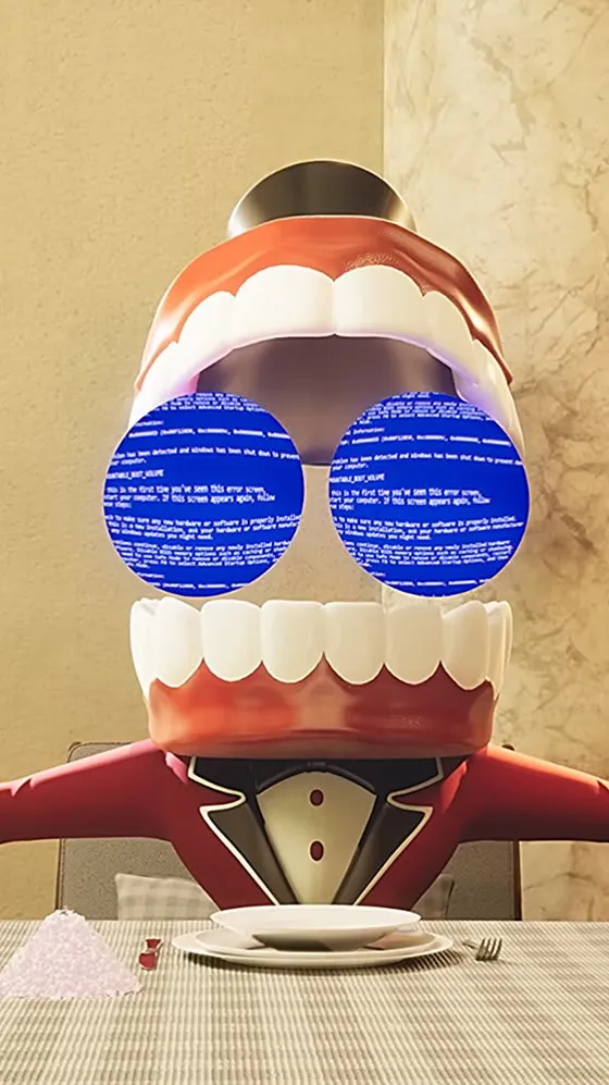 ai character: 🦷•CAINE•🎩 background
