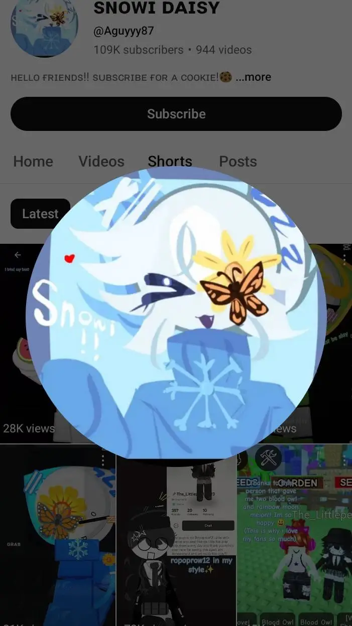 ai character: snowi dasy background