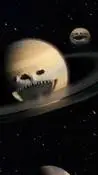 ai character: Saturn wakes up  background