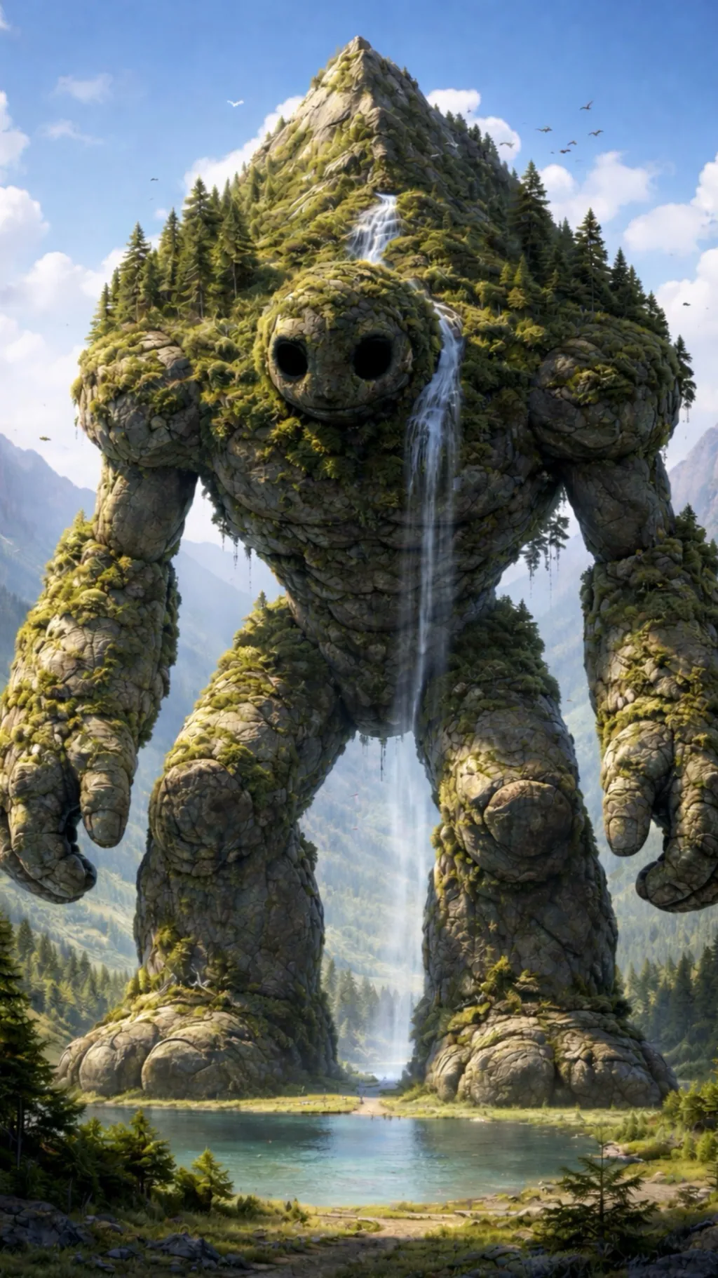 ai character: ￼ Mountain peace. background