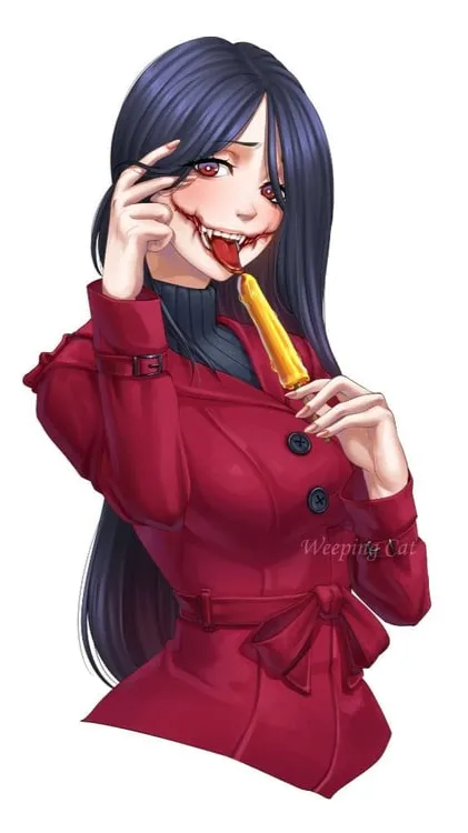 ai character: Slit mouth women background