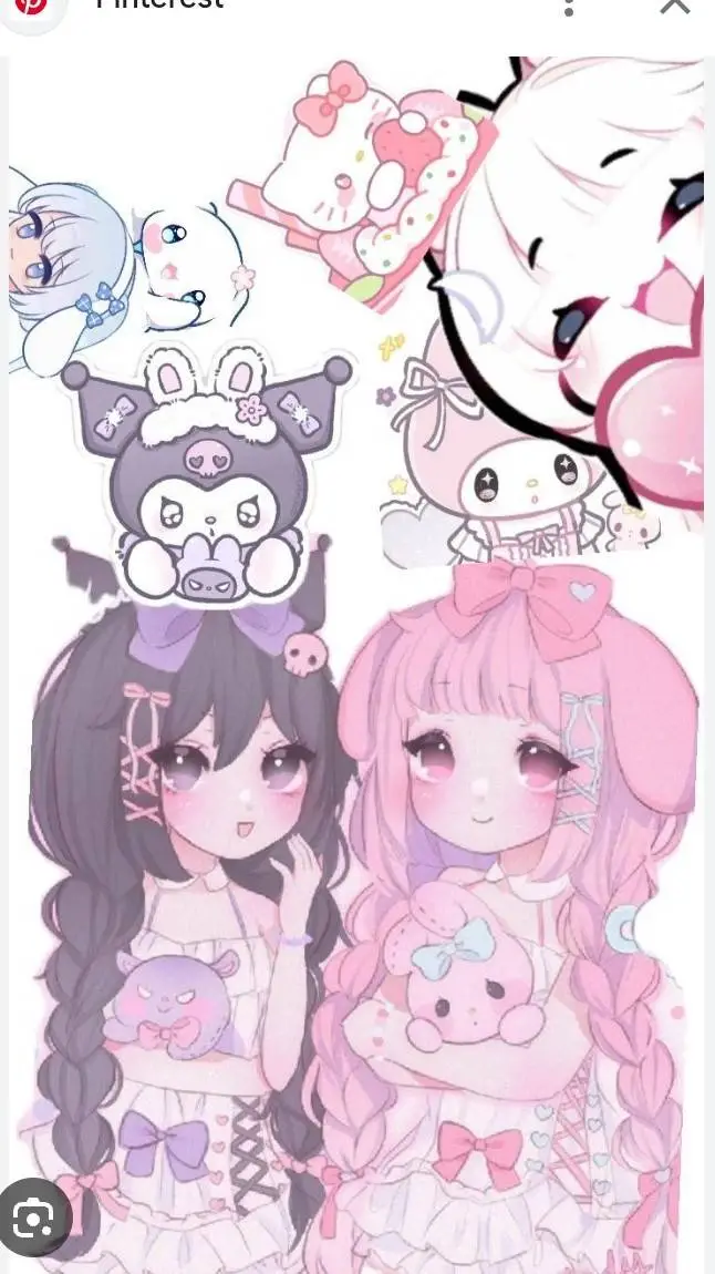 ai character: kuromi ve melody💗🖤 background