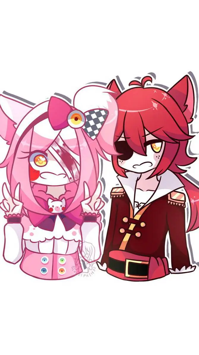 ai character: Foxy And Mangle ❤️ background