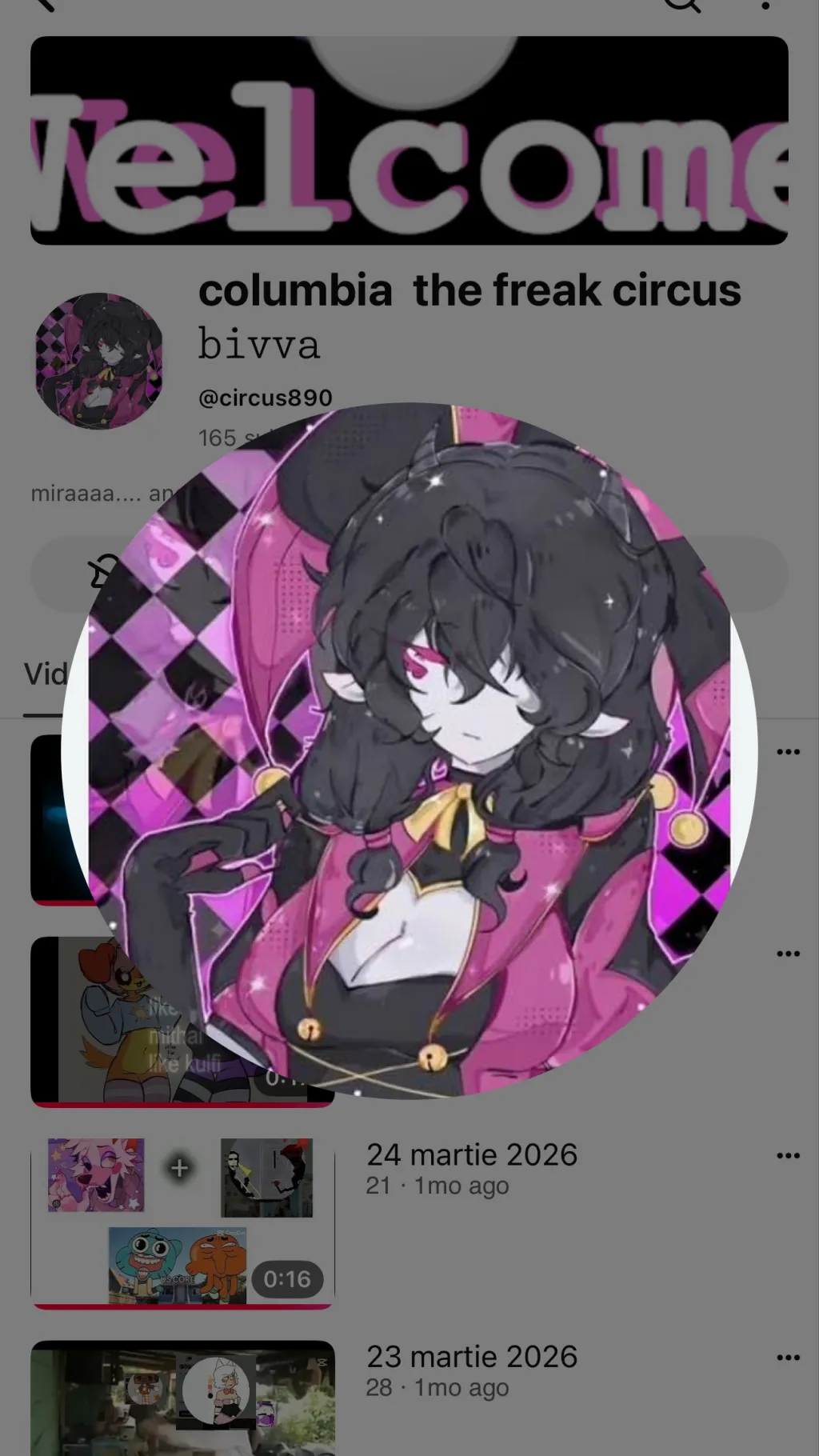 ai character: Columbia the freak  background