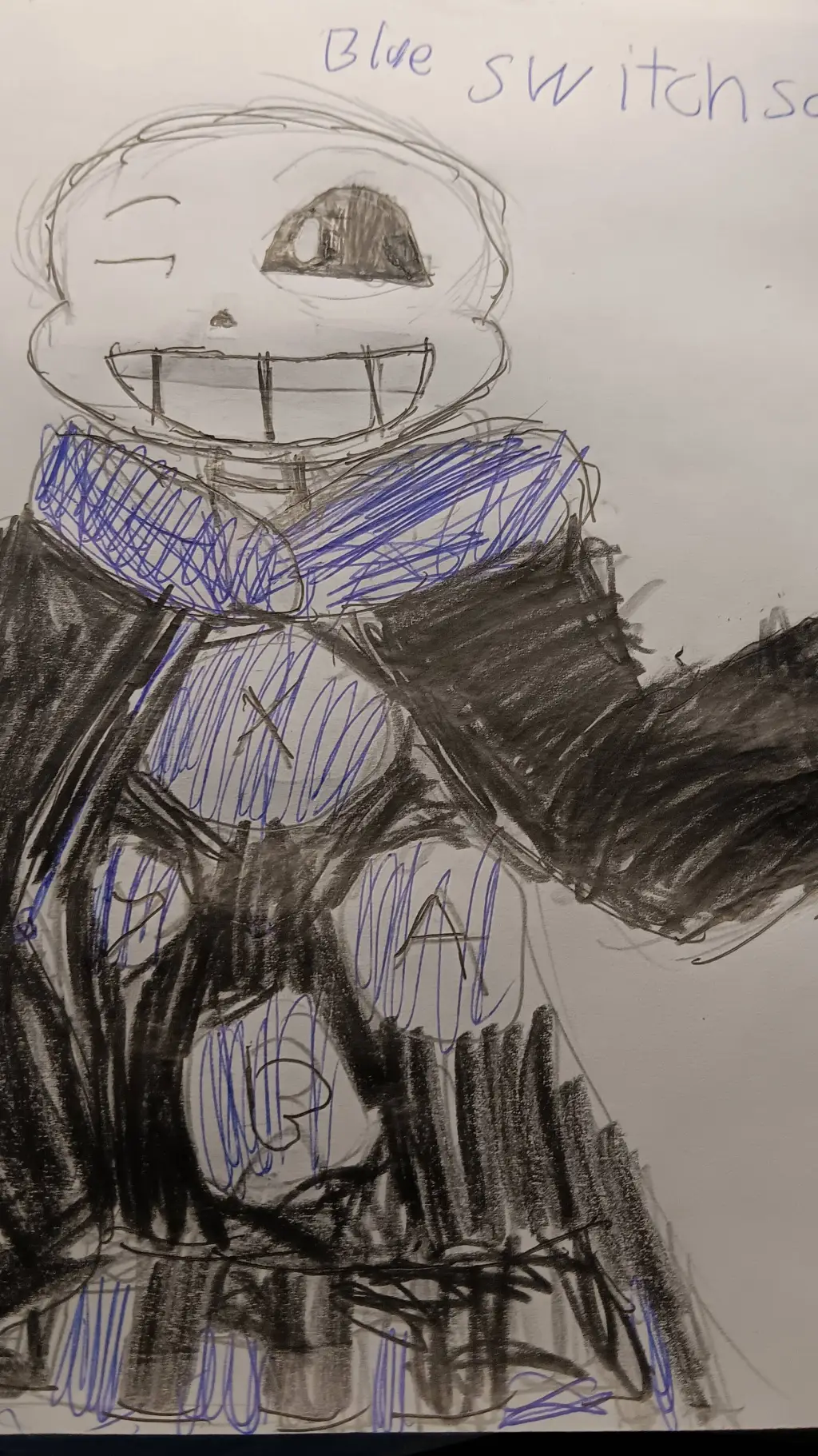 ai character: blue switch sans  background