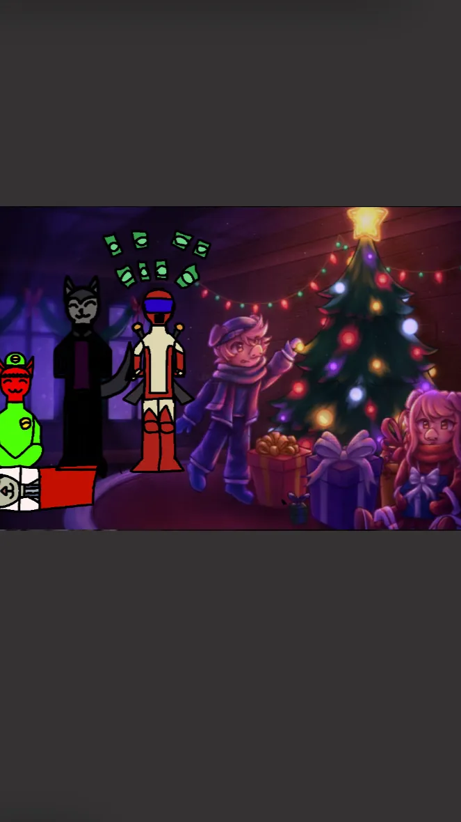 ai character: ￼piggy Christmas background