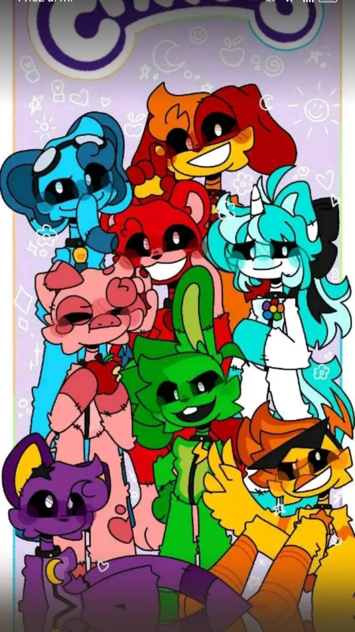 ai character: smiling critters  background