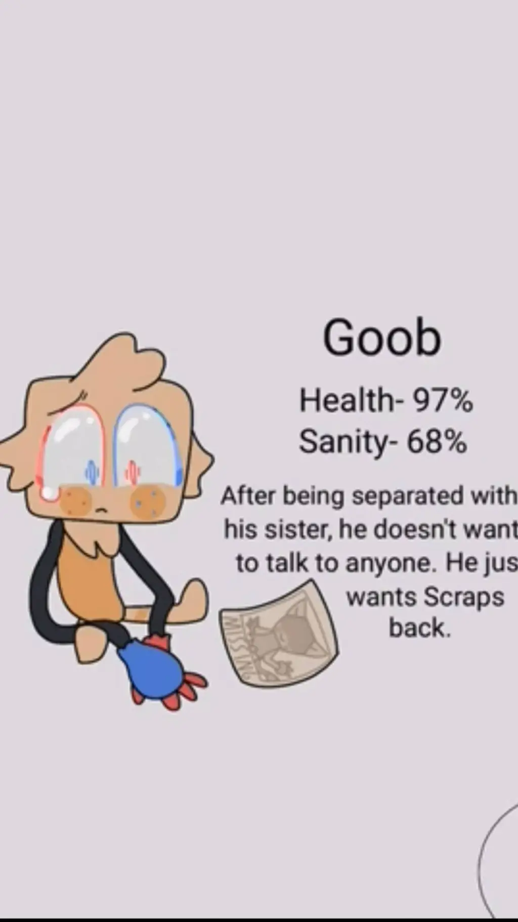 ai character: Sad Goob  background