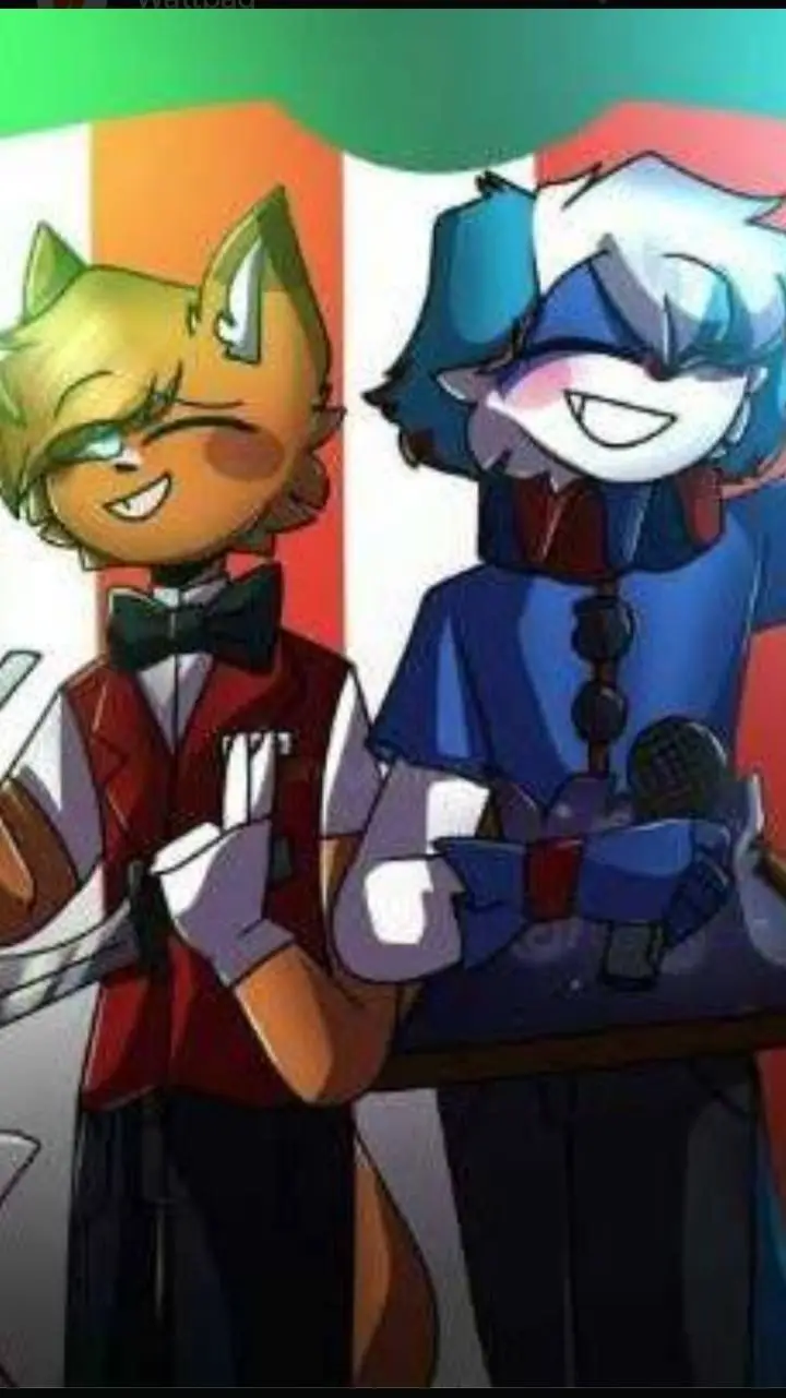 ai character: Foxy x clowny background