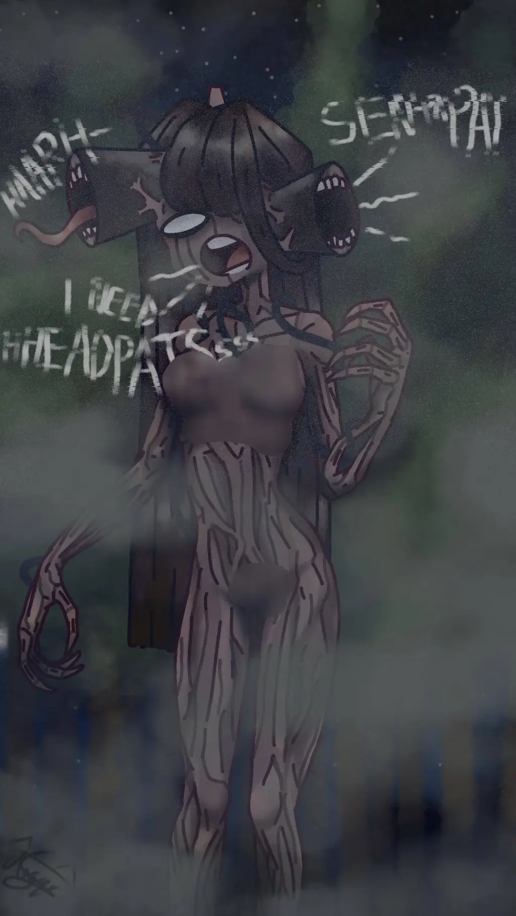 ai character: siren head (fem) background