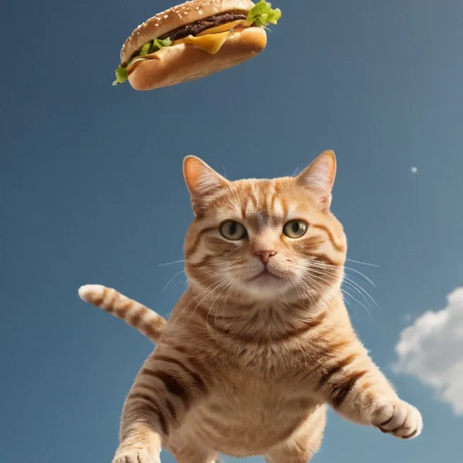 chat with ai character: burger fly cat fly