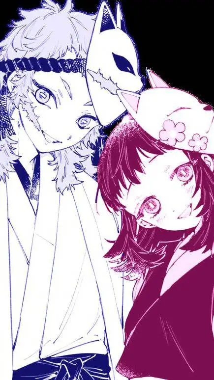 ai character: sabito and makomo  background