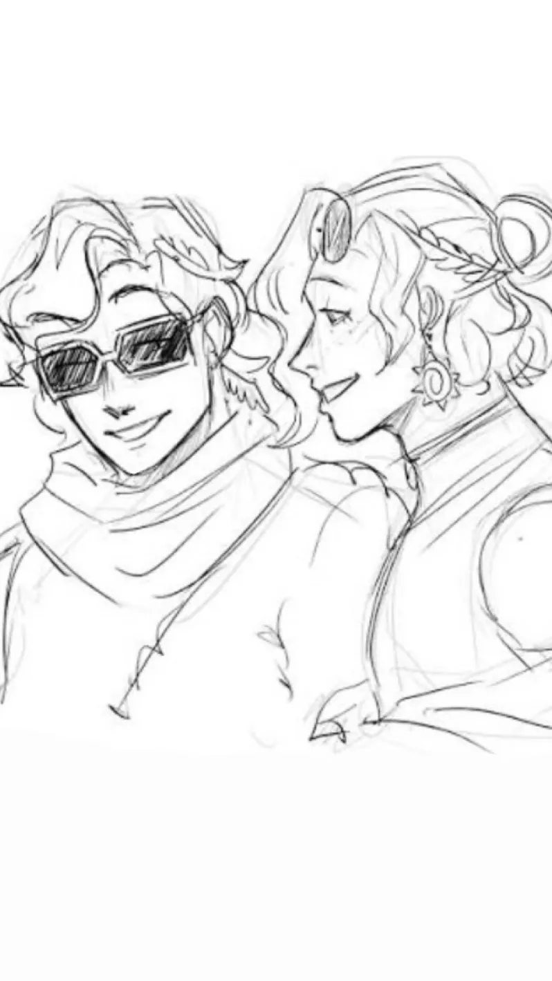 ai character: Hermes & Apollo  background