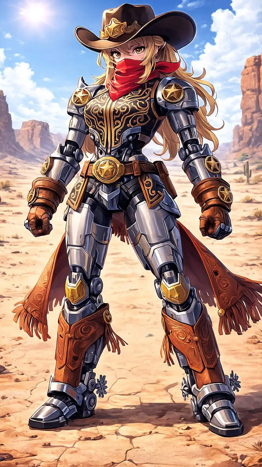 ai character: Six Shooter mujer background