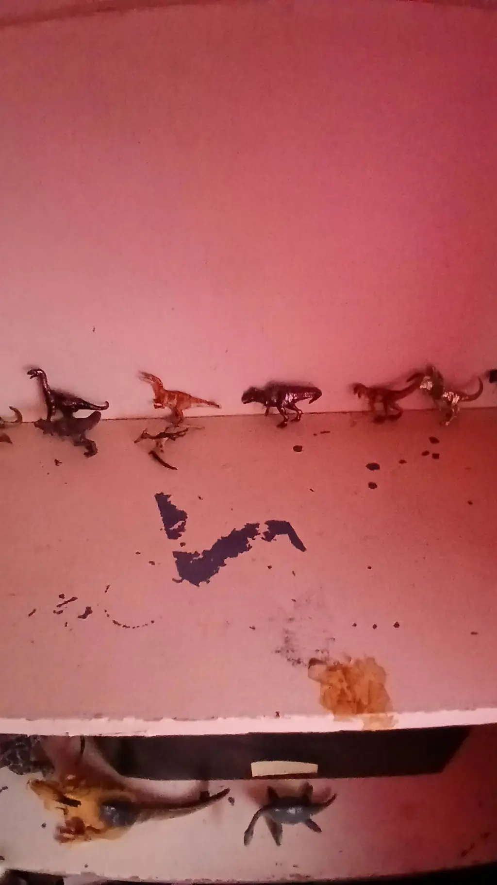 ai character: my sons dino shelf background