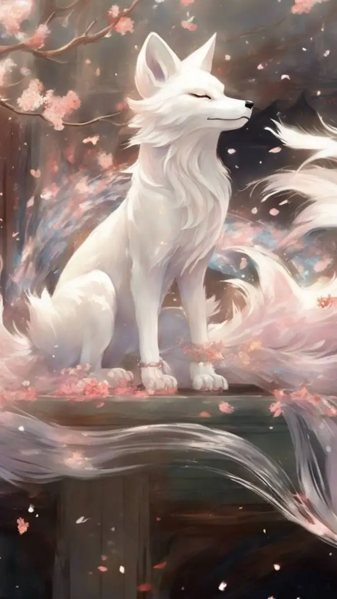 ai character: queen kitsune  background