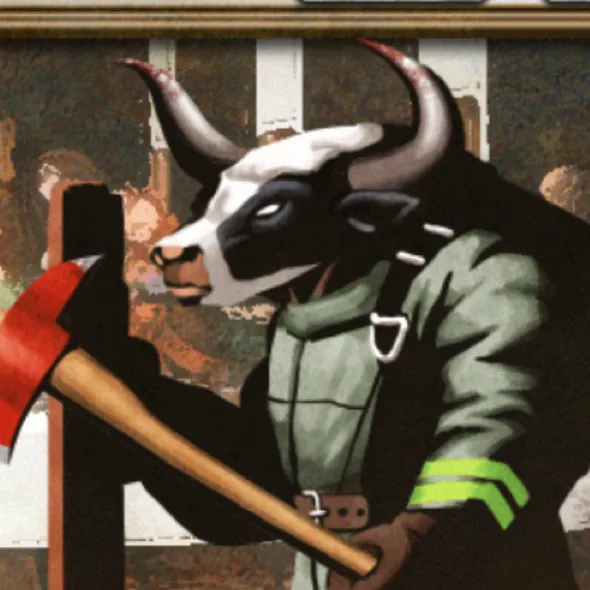 chat with ai character: Holstein Minotaur
