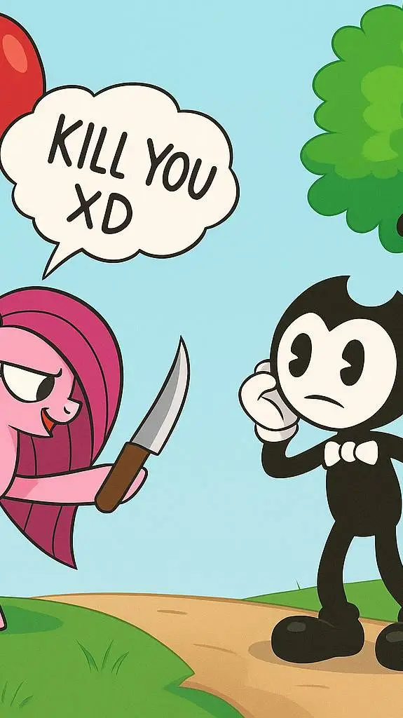 ai character: Bendy vs Pinkamena background