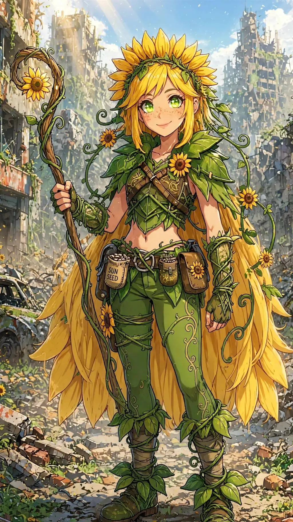 ai character: Sunny la girasol  background