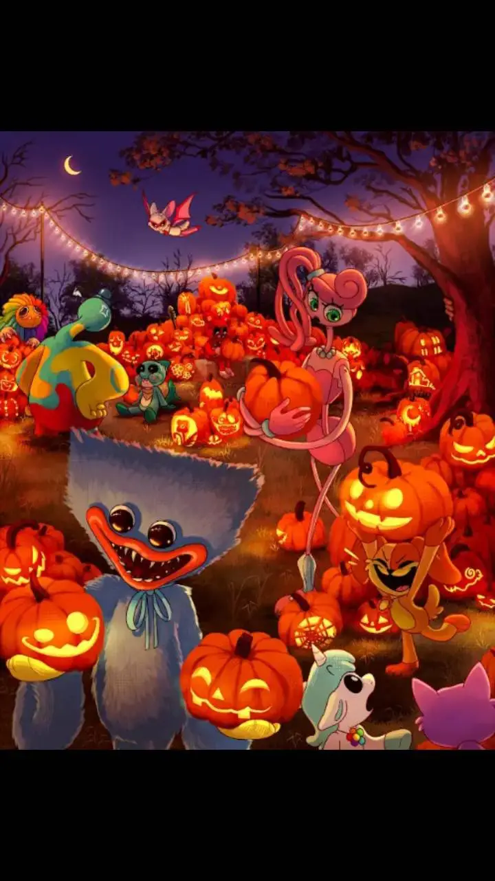 ai character: playtime Halloween background