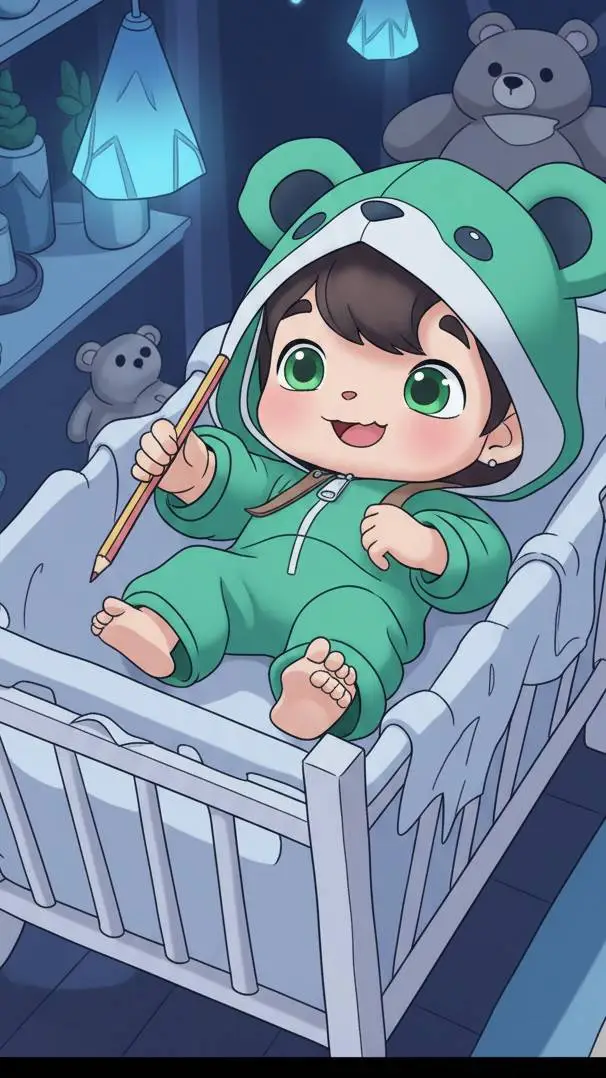 ai character: baby in the school background