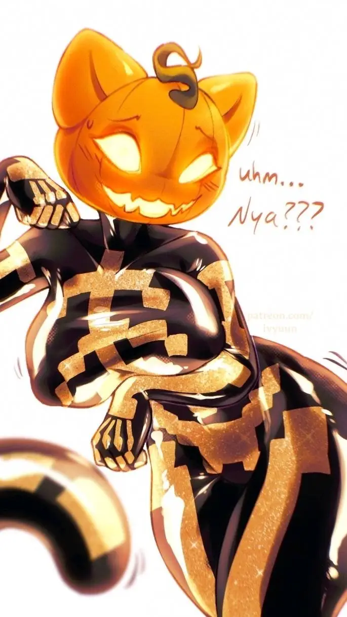 ai character: pumpkin cat  background