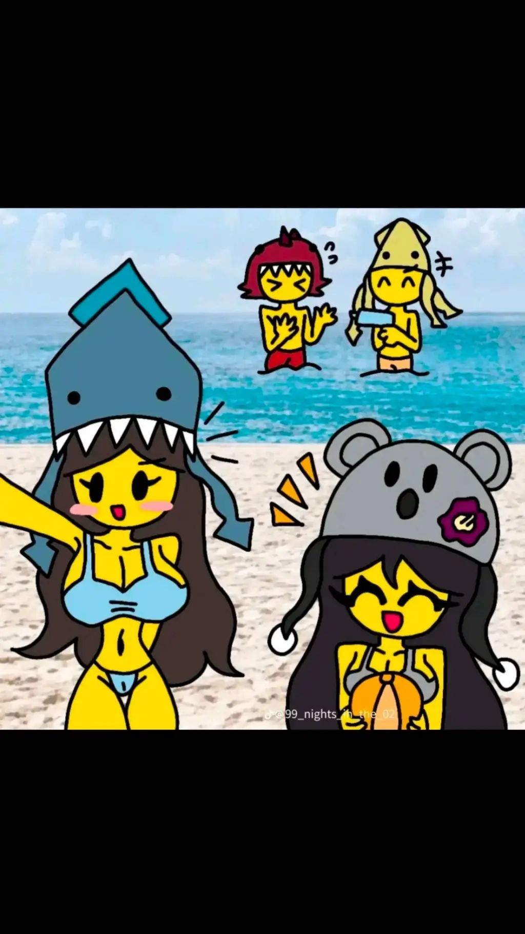 ai character: 99 nights beach  background