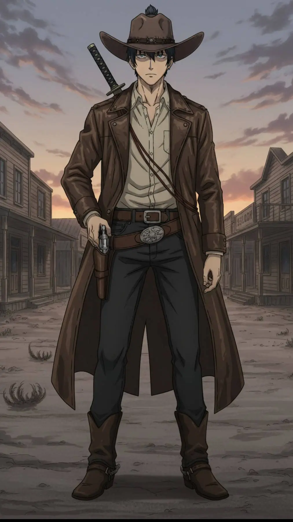 ai character: WESTERN Aki 🤠🤪🤙 background