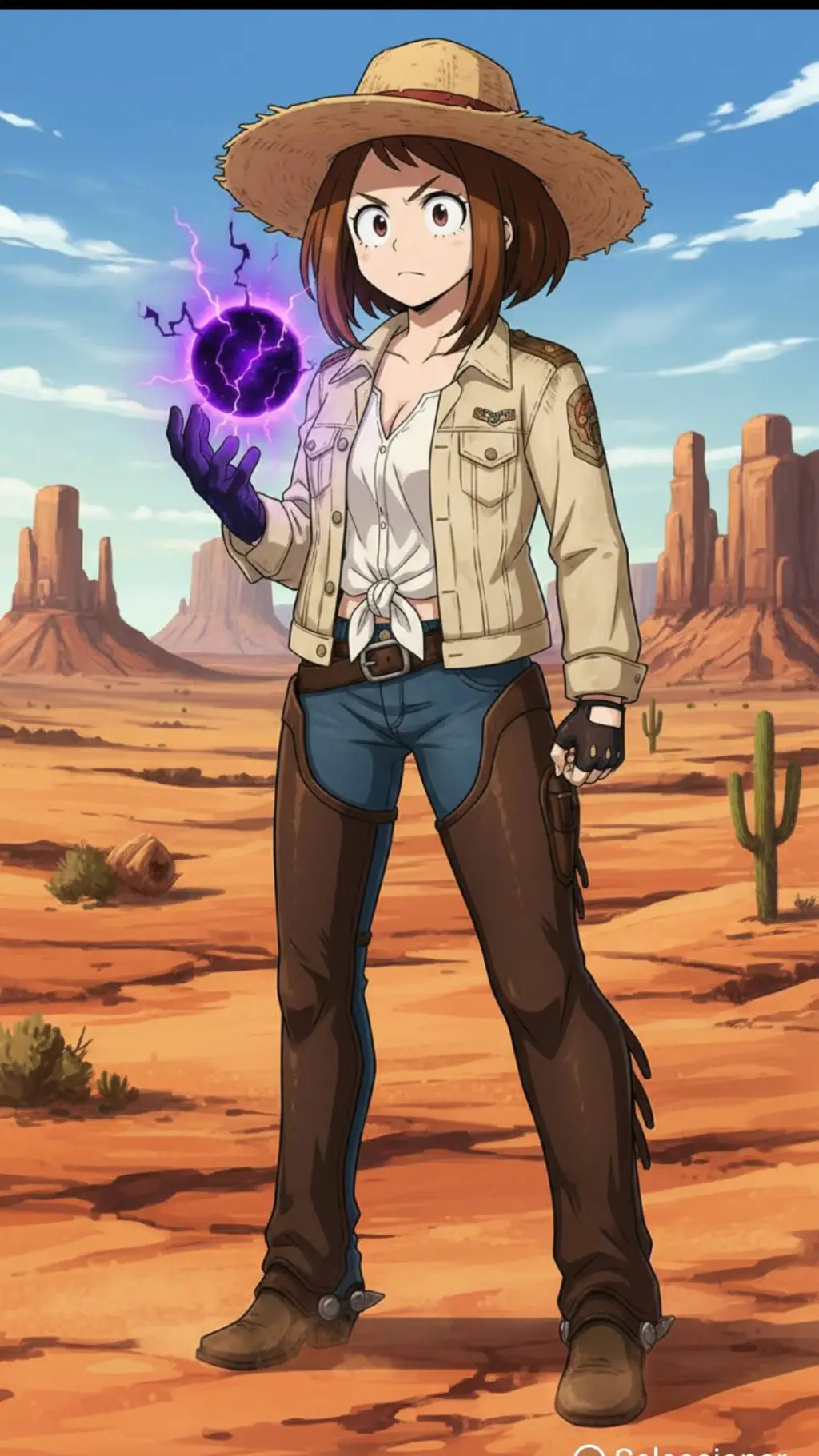 ai character: Western uraraka🤠🔮⚡ background