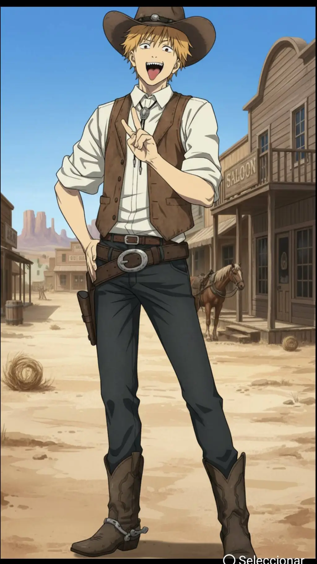 ai character: WESTERN Dennji🤯🤠 background