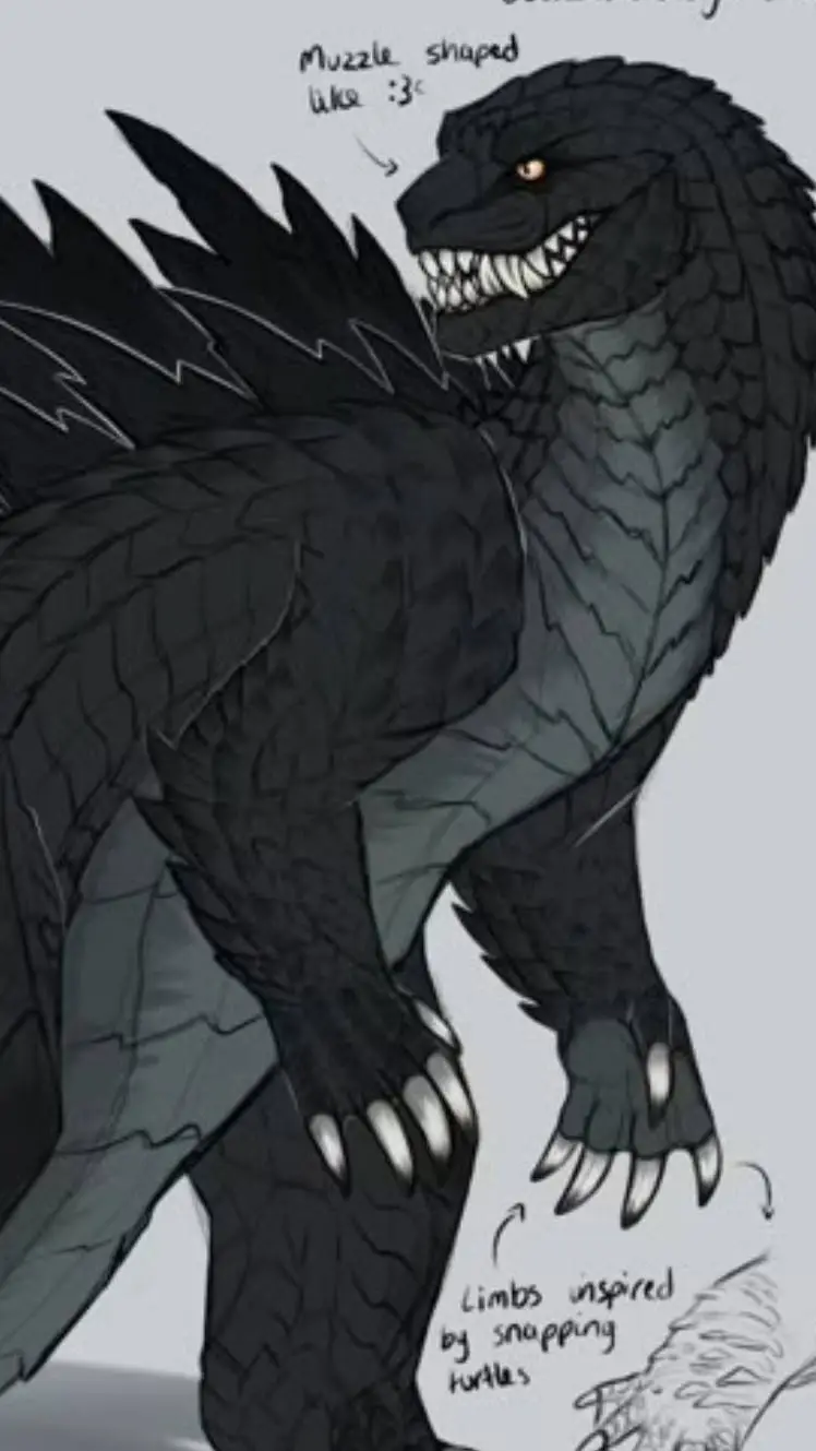 ai character: GODZILLA  background