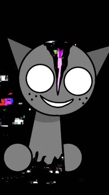 ai character: corrupted  gray. background