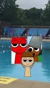 ai character: sprunki en piscina background