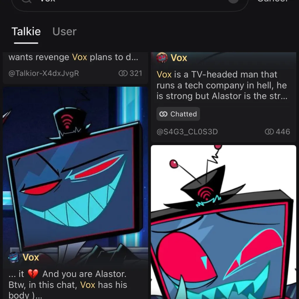 chat with ai character: Vox