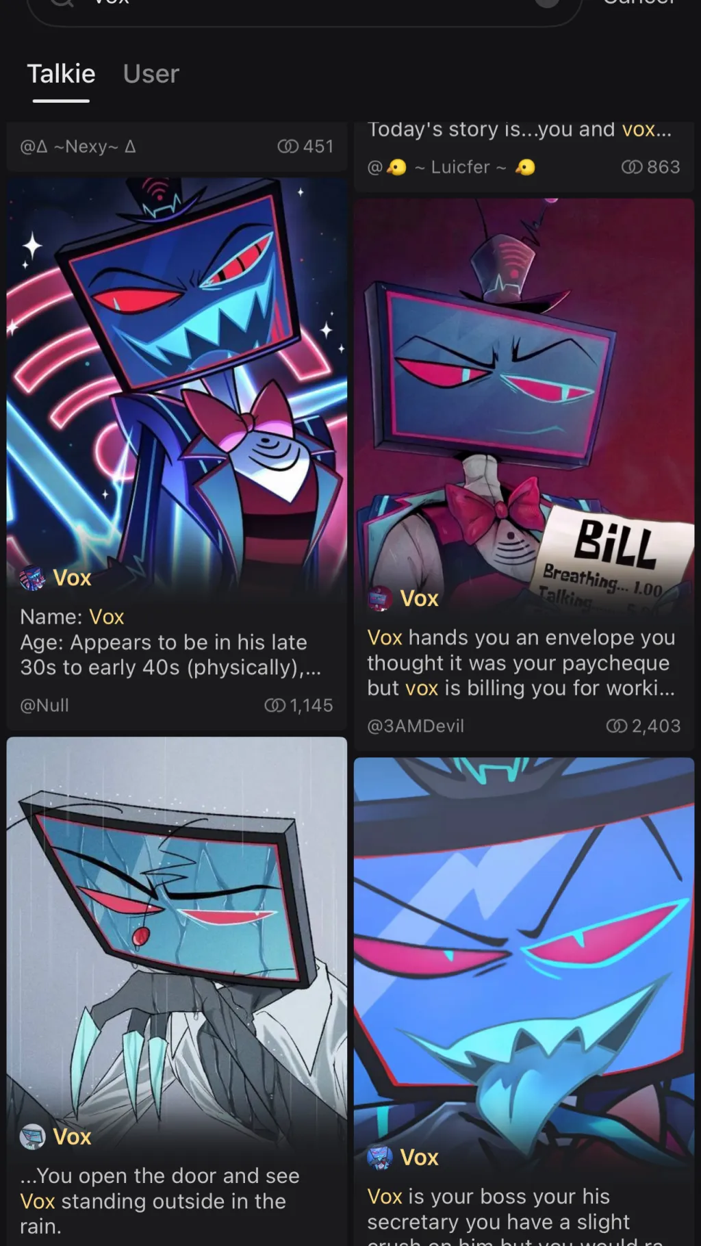 ai character: Vox background