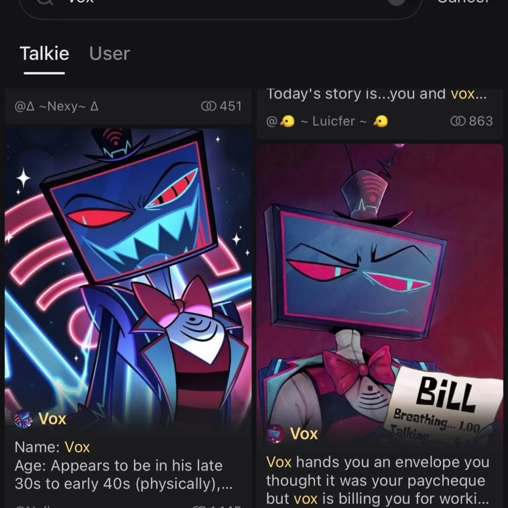 chat with ai character: Vox