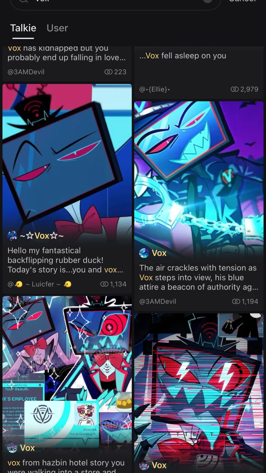 ai character: Vox  background