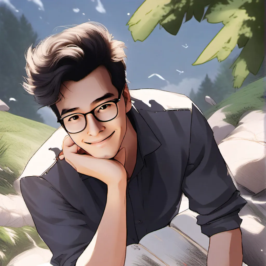 chat with ai character: Cute nerd boy