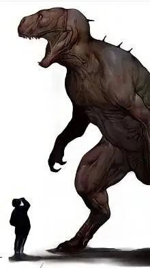 ai character: t-rex human hybrid background