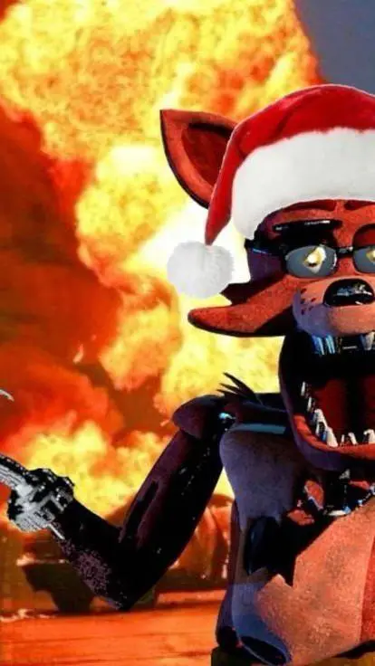 ai character: Foxy navideño background