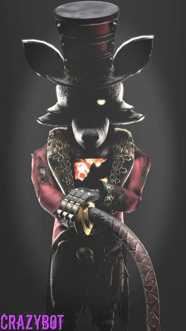 ai character: Foxy Black background