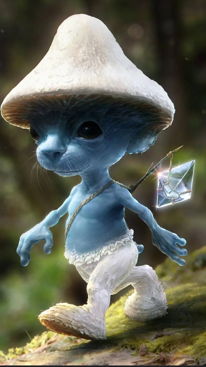 ai character: Dw sees Smurf cat background