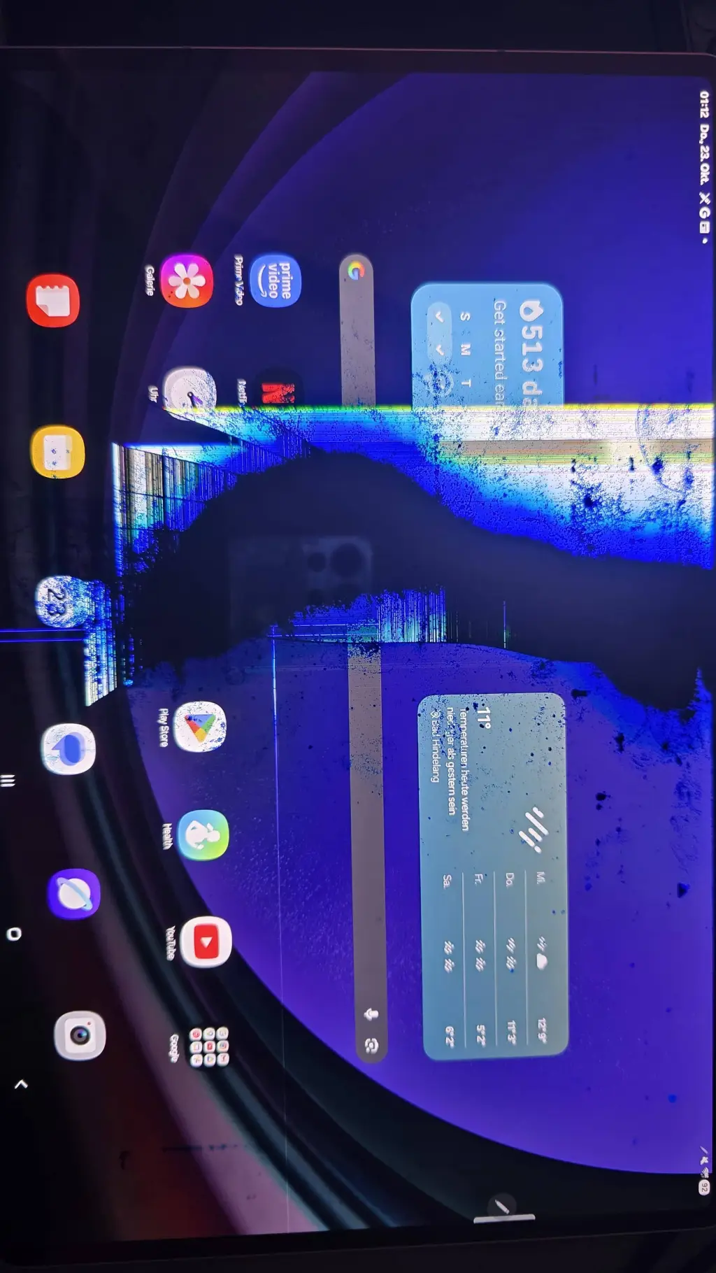 ai character: broken Samsung tab background