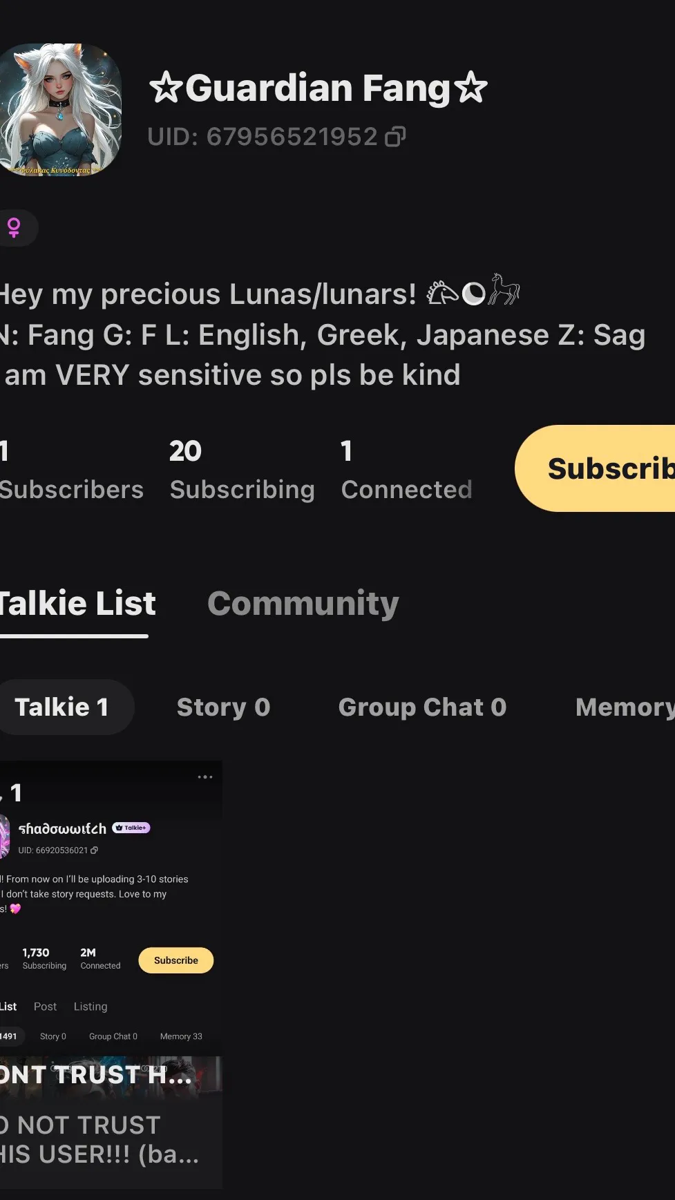 Talkie AI - Chat with DONT BELIEVE HER!