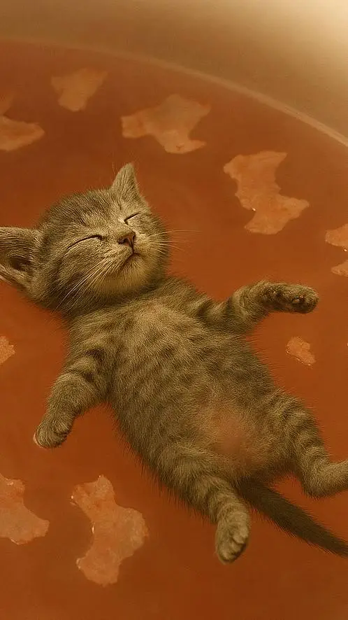 ai character: gatito muerto jaja background
