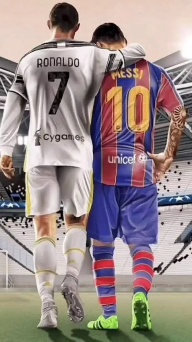 ai character: Messi y Ronaldo  background